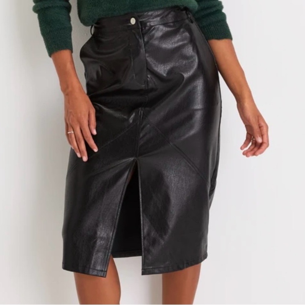 Lulu's Black Vegan Leather Pencil Skirt